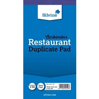 Abbildung von Silvine Notizbuch, 1 100, mit Indexblatt, kohlenstofffrei, 100 Stück Restaurant (15 x 8 cm) Multi Pack 10