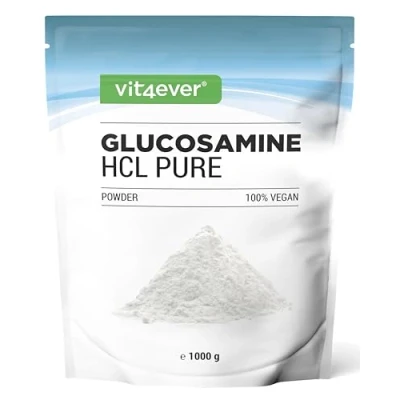 Abbildung von Glucosamin HCL Pure 1000 g (1 kg) reines Pulver ohne Zusätze Aus pflanzlicher Fermentation Laborgeprüft Vegan Hochdosiert Premium Qualität