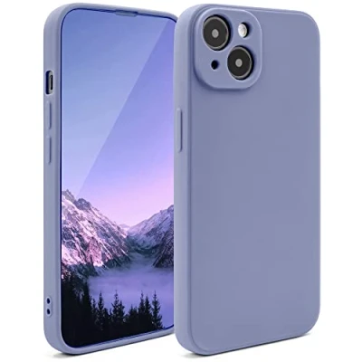 Abbildung von Moozy Minimalist Series Silikon Hülle für iPhone 14, Blau Grau Mattes Finish, Dünne, Leichte, Weiche TPU Handyhülle Schutzhülle Case Cover