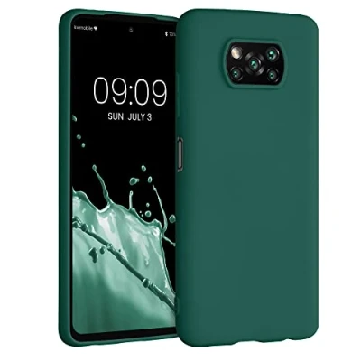Abbildung von kwmobile Hülle kompatibel mit Xiaomi Poco X3 NFC/Poco Pro weiches TPU Silikon Case Cover geeignet für kabelloses Laden Türkisgrün