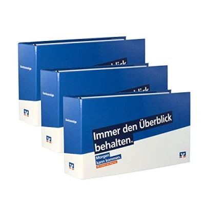 Abbildung von 3 x Kontoauszugsordner blau (Morgen kann kommen) mit Volksbank Logo, Ordner für Kontoauszüge, Bankordner, DIN lang