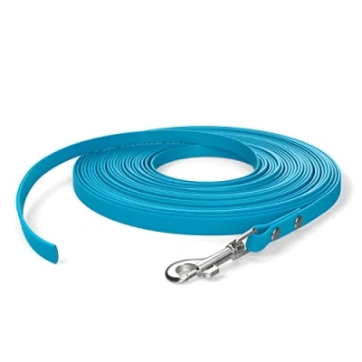 Abbildung von 15m Schleppleine, Hundeleine, 1 Karabiner, Cyan blau, extra schmal, schmutz und wasserabweisend