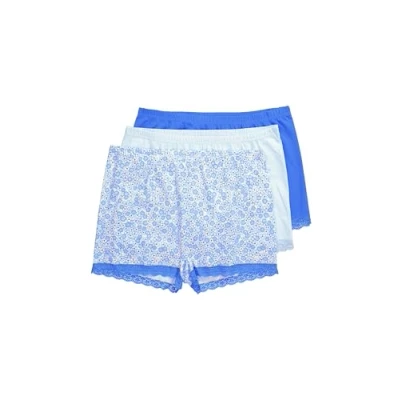 Abbildung von Ulla Popken Damen große Größen Übergrößen Plus Size Pantys, 3er Pack, Spitzensaum, Blumen Muster/einfarbig bleu 58+ 838621700