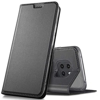 Abbildung von Verco Handyhülle für Mate 20 Pro, Premium Handy Flip Cover Huawei Pro Hülle [integr. Magnet] Book Case PU Leder Tasche, Schwarz