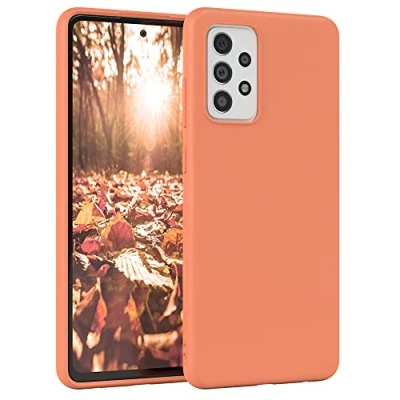 Abbildung von EAZY Case Silikonhülle für Samsung Galaxy A72 / 5G Hülle Silikon Orange weich stoßfeste Handyhülle Schutzhülle mit Kameraschutz Dünn Premium Schutz Cover TPU Bumper