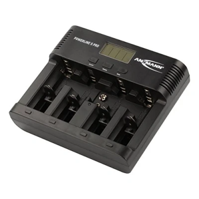 Abbildung von ANSMANN Universal Powerline 5 Pro AA AAA C D &amp; 9 V Akku Ladegerät für NiMh NiCd wiederaufladbare Batterien mit UK , EU US und AU Stecker LCD Display, Schnellladegerät zum Laden Entladen