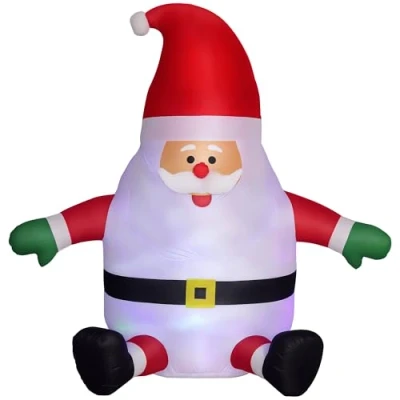 Abbildung von HOMCOM Weihnachtsdeko 1,83 m Weihnachtsmann mit Lichtkugel aufblasbar LED Licht