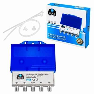 Abbildung von 1x HQ DiseqC Schalter Switch 4/1 mit Wetterschutzgehäuse HB DIGITAL 4X SAT LNB 1 x Teilnehmer/Receiver für Full HDTV 3D 4K UHD