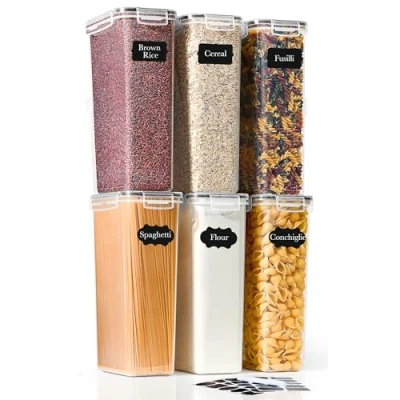 Abbildung von GoMaihe 6er Set 2,8L Vorratsdosen: Vorratsbehälter mit Deckel für Spaghetti Aufbewahrung Luftdichte Aufbewahrungbox Küche von Müsli, Mehl, Nudeln und Zucker BPA FREI Spülmaschinenfest
