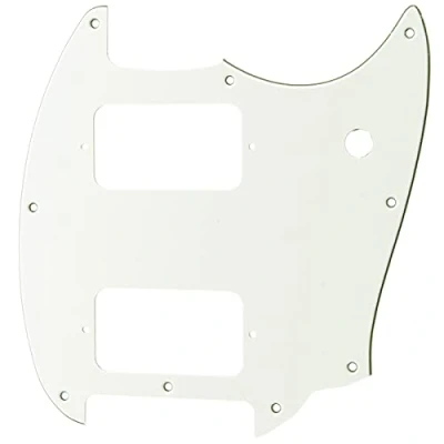 Abbildung von Musiclily Pro 9 Löcher Round Corner HH Pickguard 2 Humbuckers Schlagbrett für Squier Bullet Series Mustang E Gitarre, 3 lagig Weiß