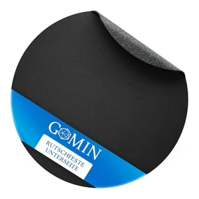 Abbildung von Gomin Rundes Mauspad Ø 22cm Gaming Mousepad Rund Rutschfest und Wasserdicht Nahtlose Kanten Mouse Pad verbessert Geschwindigkeit Präzision, Mausmatte für PC, Büro, Laptop, Computer Schwarz