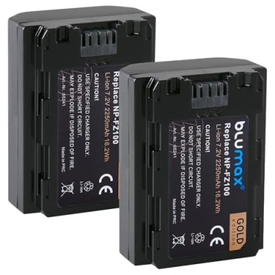 Abbildung von 2X Blumax Akku ersetzt Sony NP FZ100 2250mAh für Alpha FX30 7 IV 7c 7RIV 7RV 7RIII ZV E1 ILCE 6600/6700