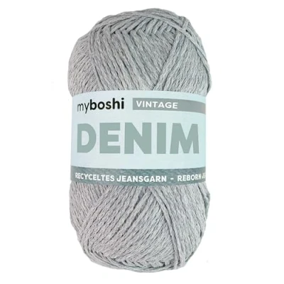 Abbildung von myboshi Denim, veganes Jeansgarn, recycelte Baumwolle zum Häkeln und Stricken, 50% recyceltes (Bio), 50g, Ll 135m Hellblau (Vintage) 1 Knäuel