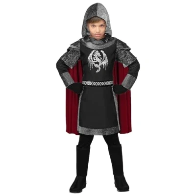 Abbildung von Widdmann Kostüm Schwarzer Ritter für Kinder, Mittelalterliches Ritterkostüm drachenstarke Kerle