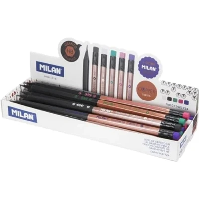 Abbildung von MILAN Displaybox 24 Graphitstifte HB mit Radiergummi, Serie Copper, 71421724