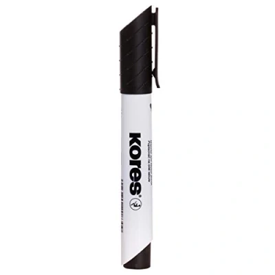 Abbildung von Kores K Marker XW2: Schwarzer Whiteboard mit Keilspitze, trocken abwischbar und nahezu geruchlose Tinte, Schul Bürobedarf, 12 Stück Packung