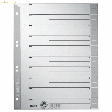 Abbildung von 100 x Leitz Trennblatt A4 230g/qm Karton grau