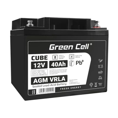 Abbildung von Green Cell® AGM 12V 40Ah Akku VRLA Bleibatterie Bleiakku Ersatzakku Gelakku Akkubatterie Zyklenfest Unbemann Caravan Photovoltaik Rollstuhl Solarspeicher Solarbatterie Solarpanel Wohnwagen