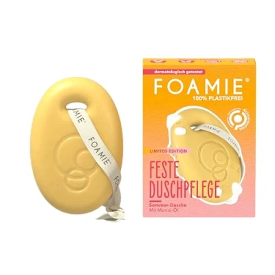 Abbildung von Foamie Festes Duschgel Limited Edition, Feste Duschpflege 3 in 1: Reinigt, Pflegt &amp; Massiert mit Monoi Öl, Feuchtigkeitsspendend, Fruchtiger Duft, 1 Stück