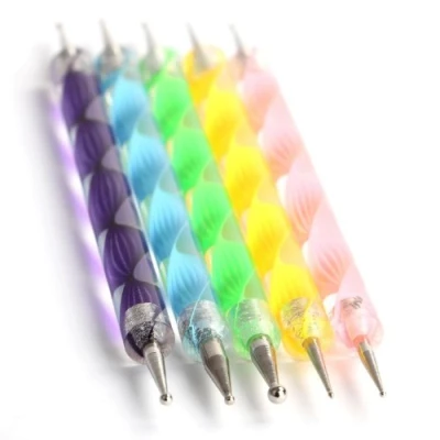 Abbildung von Boolavard® TM Ein mega Schnäppchen!!! Nail Art Dotting Tools / Spot Swirl Professionelles Set aus 5 verschiedenen 2 Spitzen Spotswirl (jedes Tool hat andere Groessen) + 100 fusselfreie Tücher für Nägel und Haut