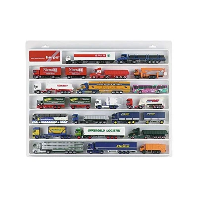 Abbildung von herpa 029216 LKW Schaukasten 1:87, Hängevitrine für Hängerzüge,Showcase,Display,Miniaturen, Modellbau,Kunststoff Weiß (56.7cm x 44,5 cm 3,7cm)