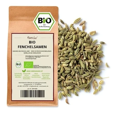 Abbildung von Kamelur 250g BIO Fenchelsamen ganz, ohne Zusätze aromatischer Fenchel ganz für Fencheltee Fenchelsaat in umweltfreundlicher Verpackung