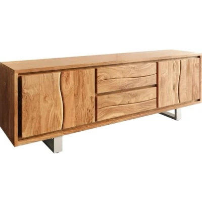 Abbildung von DELIFE Lowboard Live Edge, Akazie Natur 200 cm 4 Türen 2 Schübe Baumkante
