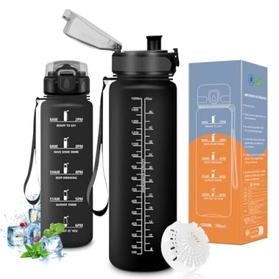 Abbildung von Vikaster Sport trinkflasche, Trinkflasche 1500ml, Fitness, Kohlensäure Geeignet, auslaufsicher, Sportflasche für Outdoor