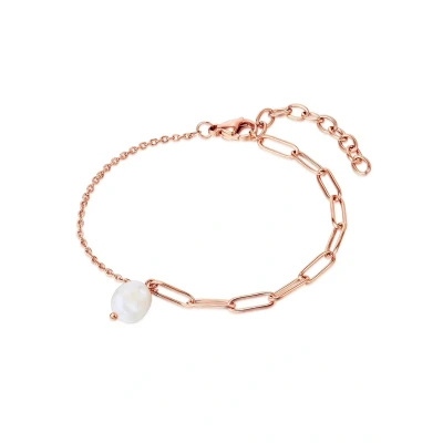 Abbildung von Valero Pearls Damen Armband aus Edelstahl rosévergoldet mit Barock Süßwasser Zuchtperle 6,3 mm weiß Edelststahlarmband Rosegold Perle