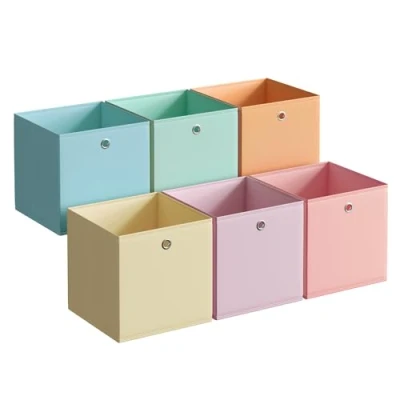 Abbildung von SONGMICS Aufbewahrungsbox, 6er Set, Ordnungsboxen, Faltbox, 30 x cm, Stoffbox, für Würfelregal, Organizer bunt, Aufbewahrungskorb, Schlafzimmer, Wohnzimmer RFB230X01