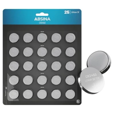 Abbildung von ABSINA CR2450 Knopfzelle 25er Pack CR 2450 3V Knopfzellen auslaufsicher Knopfzelle, (1 St)