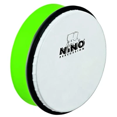 Abbildung von Nino Percussion Hand Drum Instrument Mittelgroße Handtrommel für Kinder ab 3 Jahren Durchmesser 8 Zoll (ca. 20 cm) Kunststoff, Grün (NINO45GG)