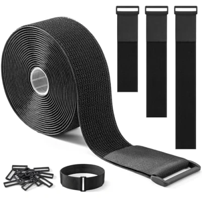 Abbildung von Trilancer 5 cm x m Robustes Klettband mit 15 Schnallen Verstellbar, auf Maß Zuschneidbar und Wiederverwendbar, Ideal für Kabel, Schläuche, Rohre Mehr