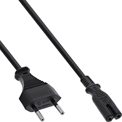 Abbildung von InLine 16654Q Netzkabel, Netzstecker CEE7/16 Schweiz auf Euro 8 C7 Stecker, schwarz, 1,8m
