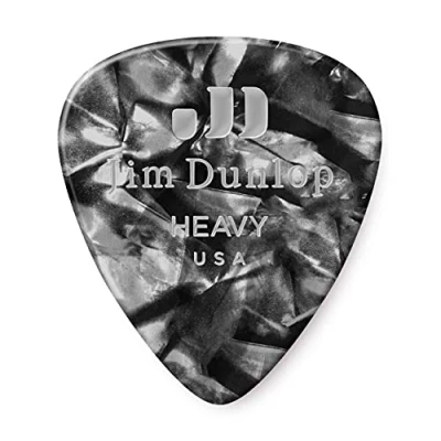 Abbildung von JIM DUNLOP Plektrum Genuine Celluloid Classic, 12 Stück, Perlschwarz, Stark