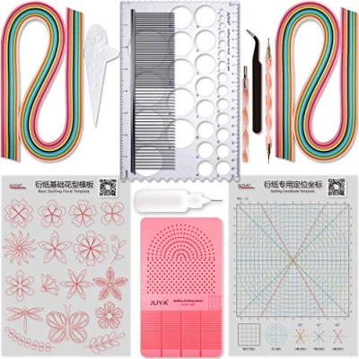 Abbildung von JUYA Quilling Papier und Werkzeuge Klassisches Set QK10 (Rosa, Kleber haben)