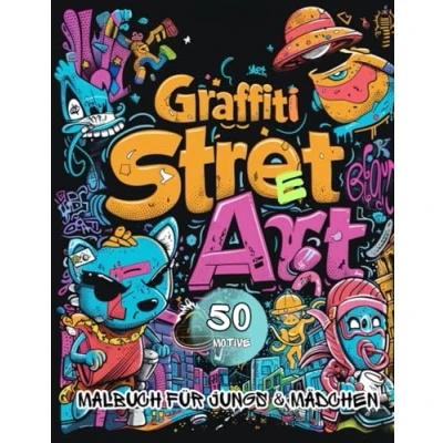 Abbildung von Graffiti &amp; Street Art Malbuch für Jungs und Mädchen ab 12 Jahren: 50 Coole Motive zum Malen Entspannen Perfektes Geschenk Teenager Erwachsene