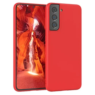 Abbildung von EAZY Case Silikonhülle für Samsung Galaxy S21 5G Hülle Silikon Rot weich stoßfeste Handyhülle Schutzhülle mit Kameraschutz Dünn Premium Schutz Cover TPU Phone Bumper in