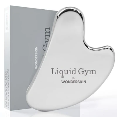 Abbildung von Wonderskin Liquid Gym Gua Sha Gesichtsformungsgerät, Gesichtsroller zur Faltenreduzierung, Kieferlinienformer, Gesichtsmassagegerät aus Edelstahl