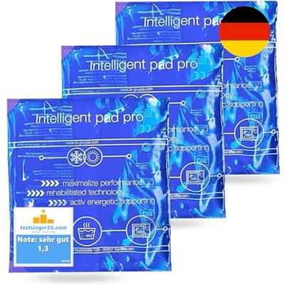 Abbildung von 3 Stück Kühlpads &amp; Kühlpacks Kalt Warm Kompressen Gel Kühl kissen blau, 16x16 cm Kühlakku Coolpack wiederverwendbar MADE IN GERMANY