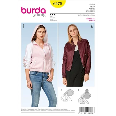 Abbildung von Burda Schnittmuster 6478 Jacke, Papier, weiß, 19 x 14 0,5 cm