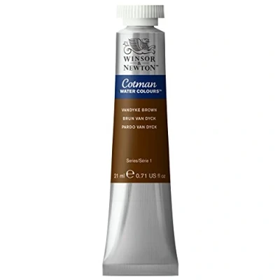 Abbildung von Winsor &amp; Newton 0308676 Cotman Aquarellfarbe mit ausgezeichneter Transparenz, Farbkraft und Verarbeitungseigenschaften, Wasserfarbe 21ml Tube Vandyke Braun