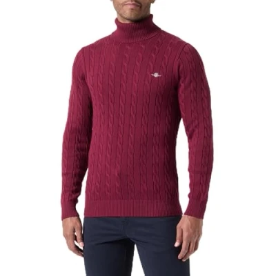 Abbildung von GANT Herren Cotton Cable Turtle Neck Pullover, Wine RED, XXL