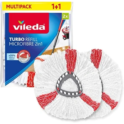 Abbildung von Vileda Wischmopp 166142, Moppeinsatz Turbo Refill Microfibre 2in1 2 Stück
