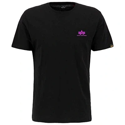 Abbildung von Alpha Industries Small LOGO Tshirt print, Herren, Größe: Medium, Black magenta