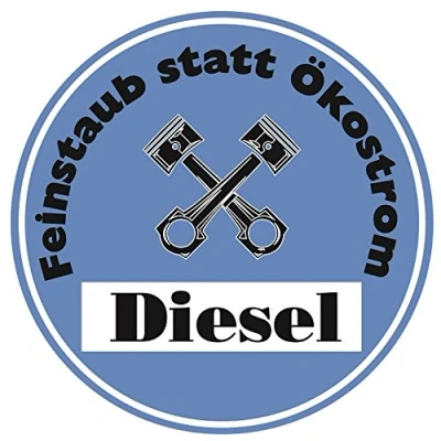 Abbildung von Feinstaub statt Ökostrom Aufkleber Sticker Blaue Umwelt Plakette Diesel JDM 2 Stück Fun Lustig Umweltzone Fahrverbot Autoaufkleber LKW