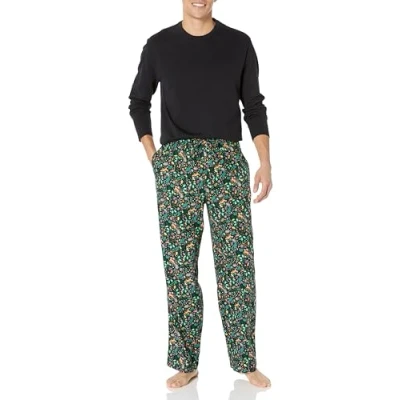 Abbildung von Amazon Essentials Herren Pyjama Set aus Flanell (erhältlich in Big &amp; Tall), Schwarz Folklorisch, S