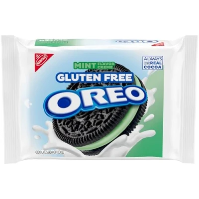 Abbildung von OREO glutenfreie Minzcreme Schokoladen Sandwich Kekse, 353 ml