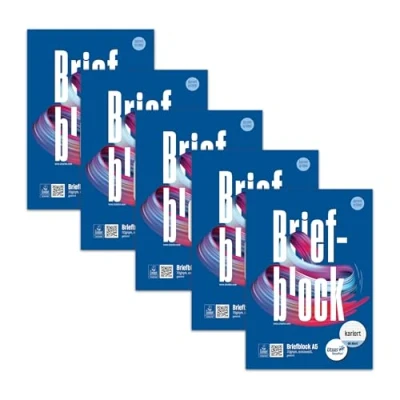 Abbildung von Staufen Style Briefblock 5 Blöcke je 50 Blatt Briefpapier, DIN A5, 70 g/m², kariert (5 mm), geleimt