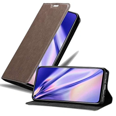 Abbildung von Cadorabo Hülle kompatibel mit Honor View 20 aus Premium Kunst Leder Flip Klappbare Stoßfeste Magnetische [Standfunktion] [Kartenfächern] Cover für Tasche in Braun